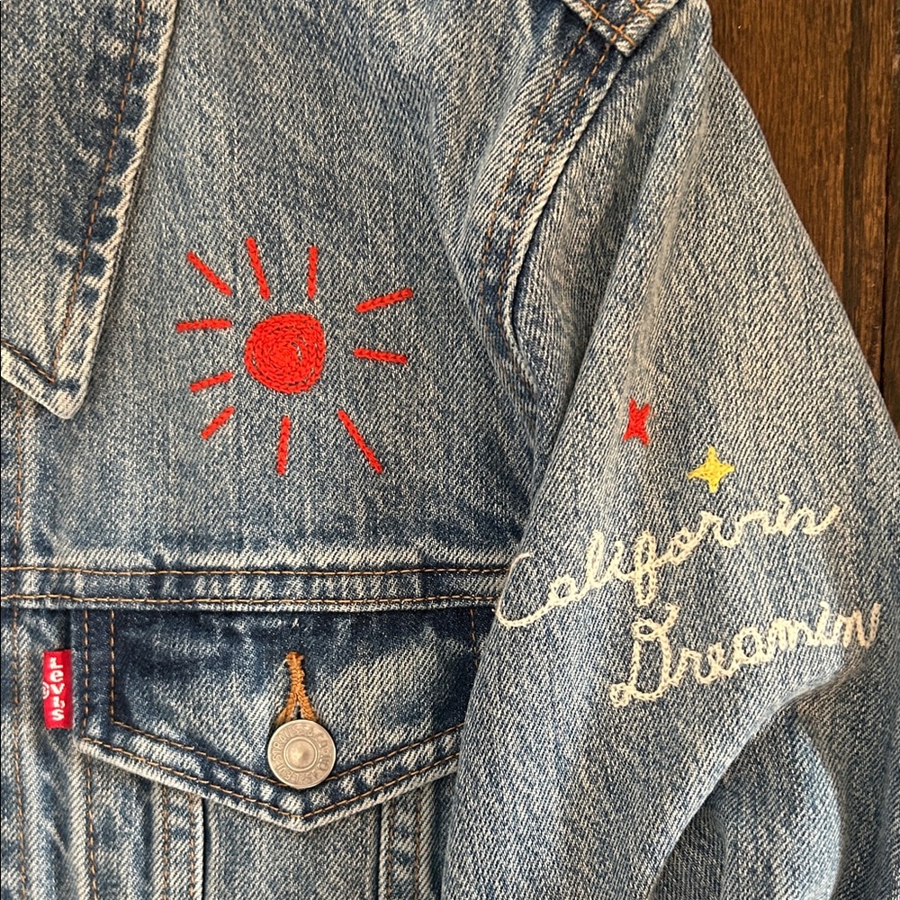 Levi's Blue Jean Jacket with Colorful Embroidery - Picture 7 of 10